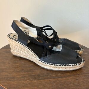 Abeo Black Espadrille Wedge Sandals